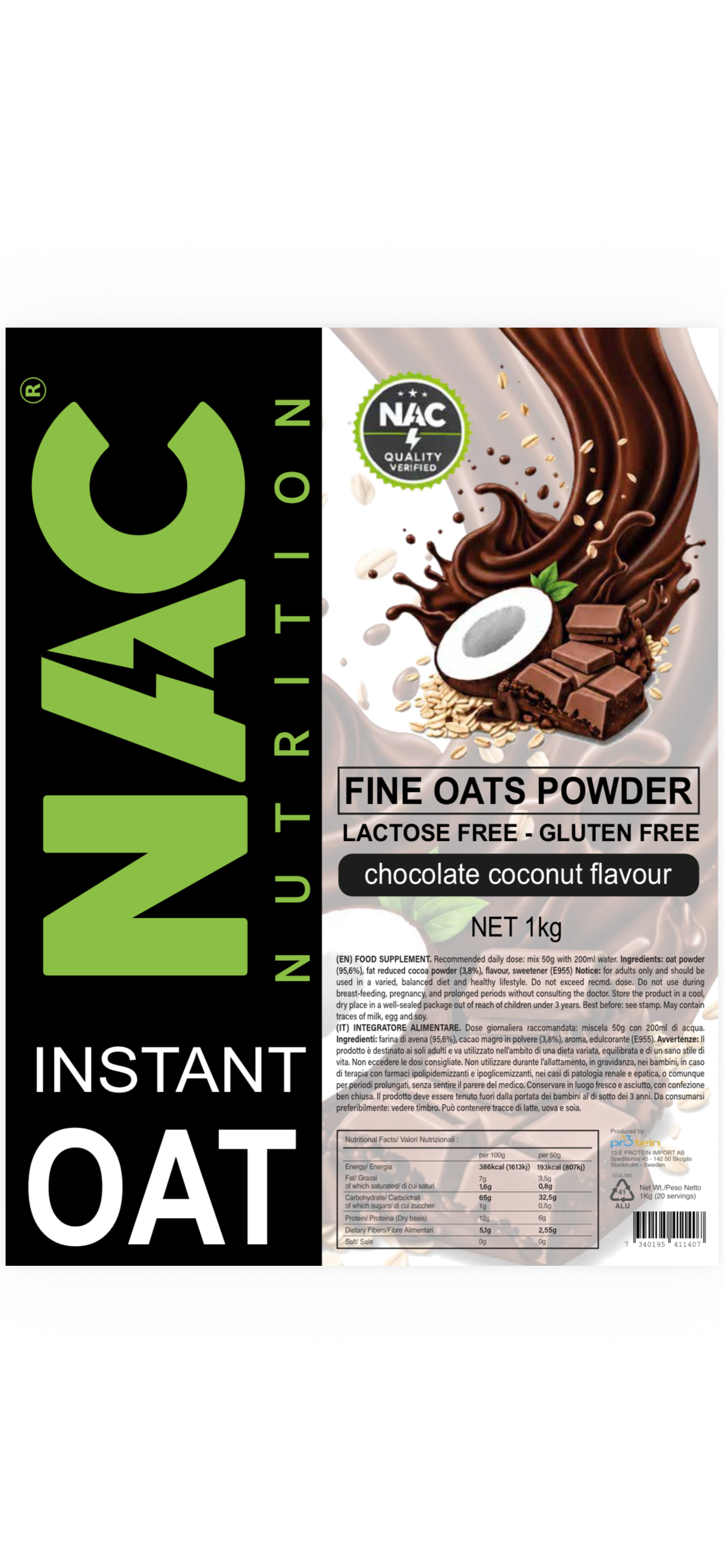 NAC Nutrition Instant Oat polvere 1 Kg
