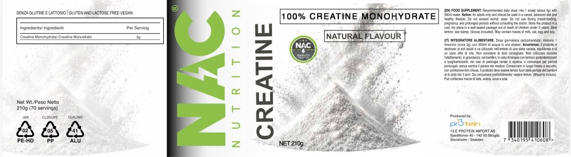 NAC Nutrition Creatina Monoidrato naturale 210 grammi