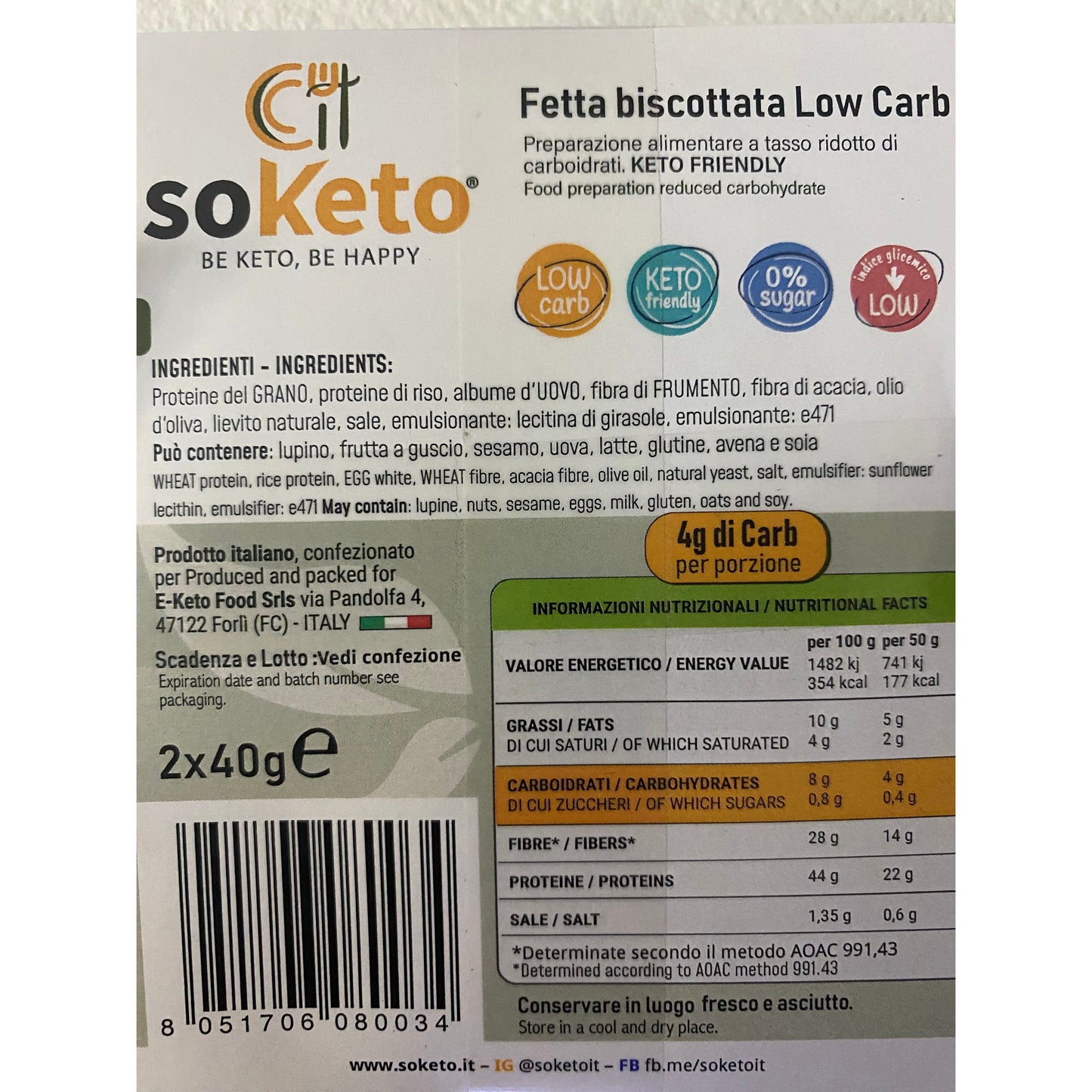 Fette Biscottate Keto Low Carb 0% di zuccheri
