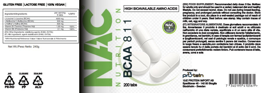NAC Nutrition Bcaa 8.1.1 200 compresse