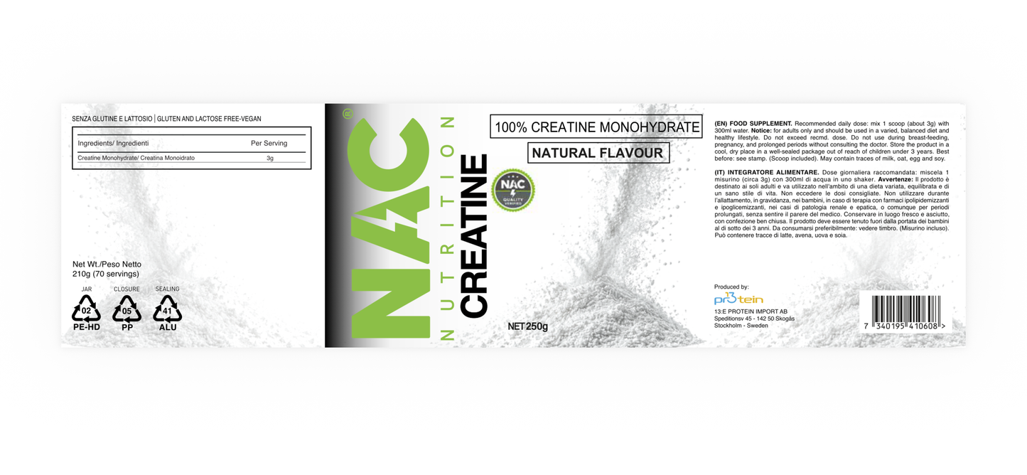 NAC Nutrition Creatina Monoidrato naturale 210 grammi
