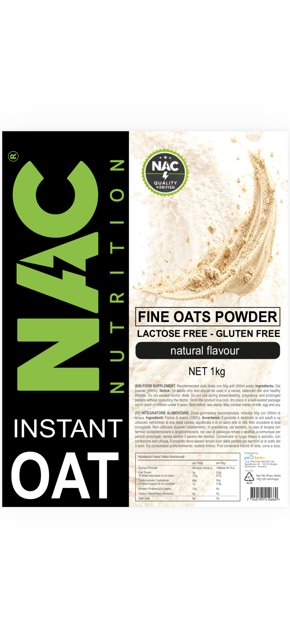 NAC Nutrition Instant Oat polvere 1 Kg