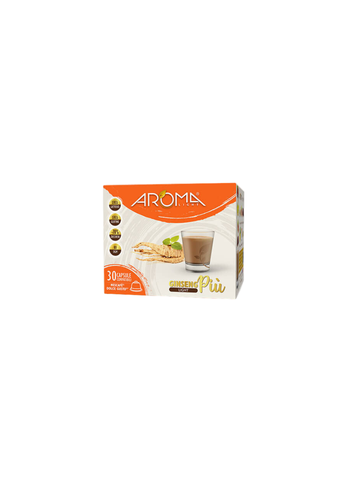 AROMA - Caffè Ginseng Light Plus Senza Zuccheri* e Lattosio Aroma Light - 30 Capsule Compatibili Dolce Gusto*