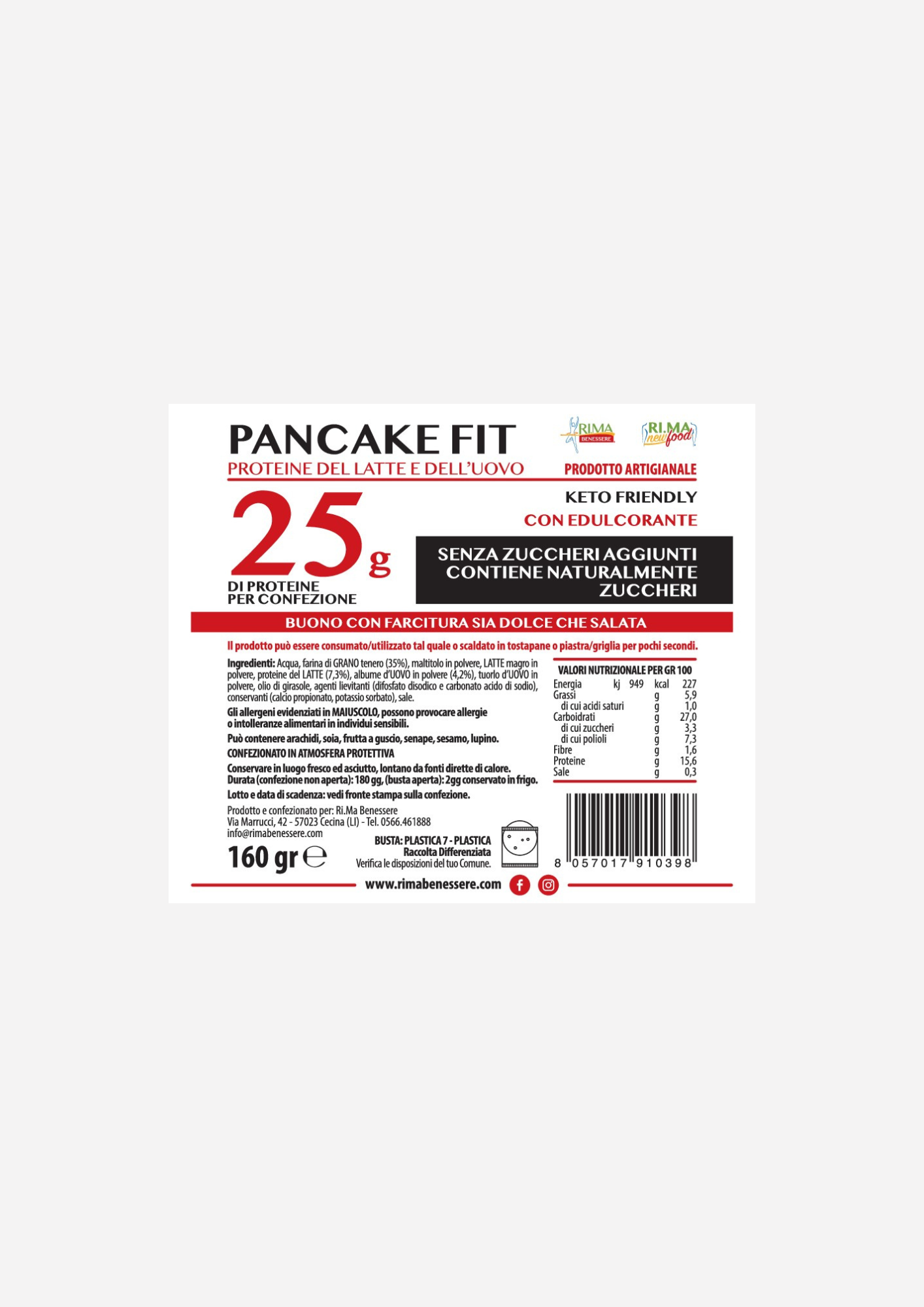 RI.MA Benessere - Pancake Fit Proteico - 25 grammi