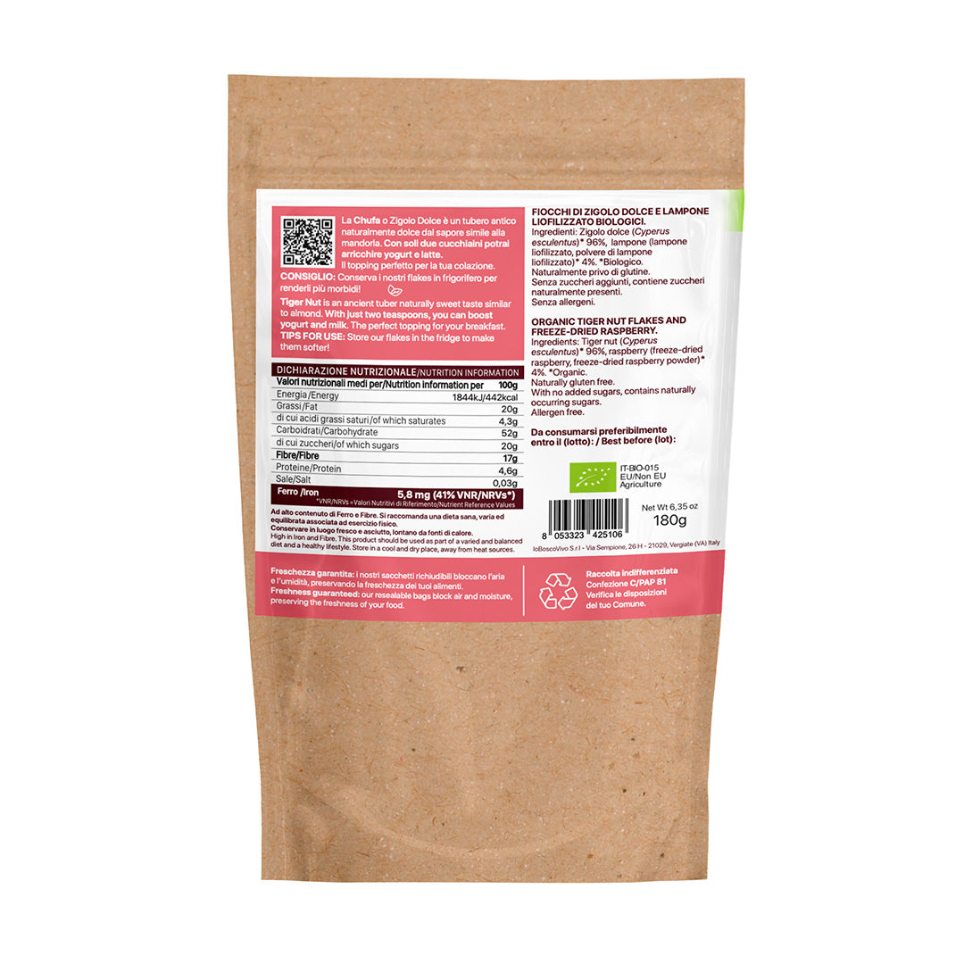 Chufa Flakes al Lampone BIO | Fiocchi da colazione 180g