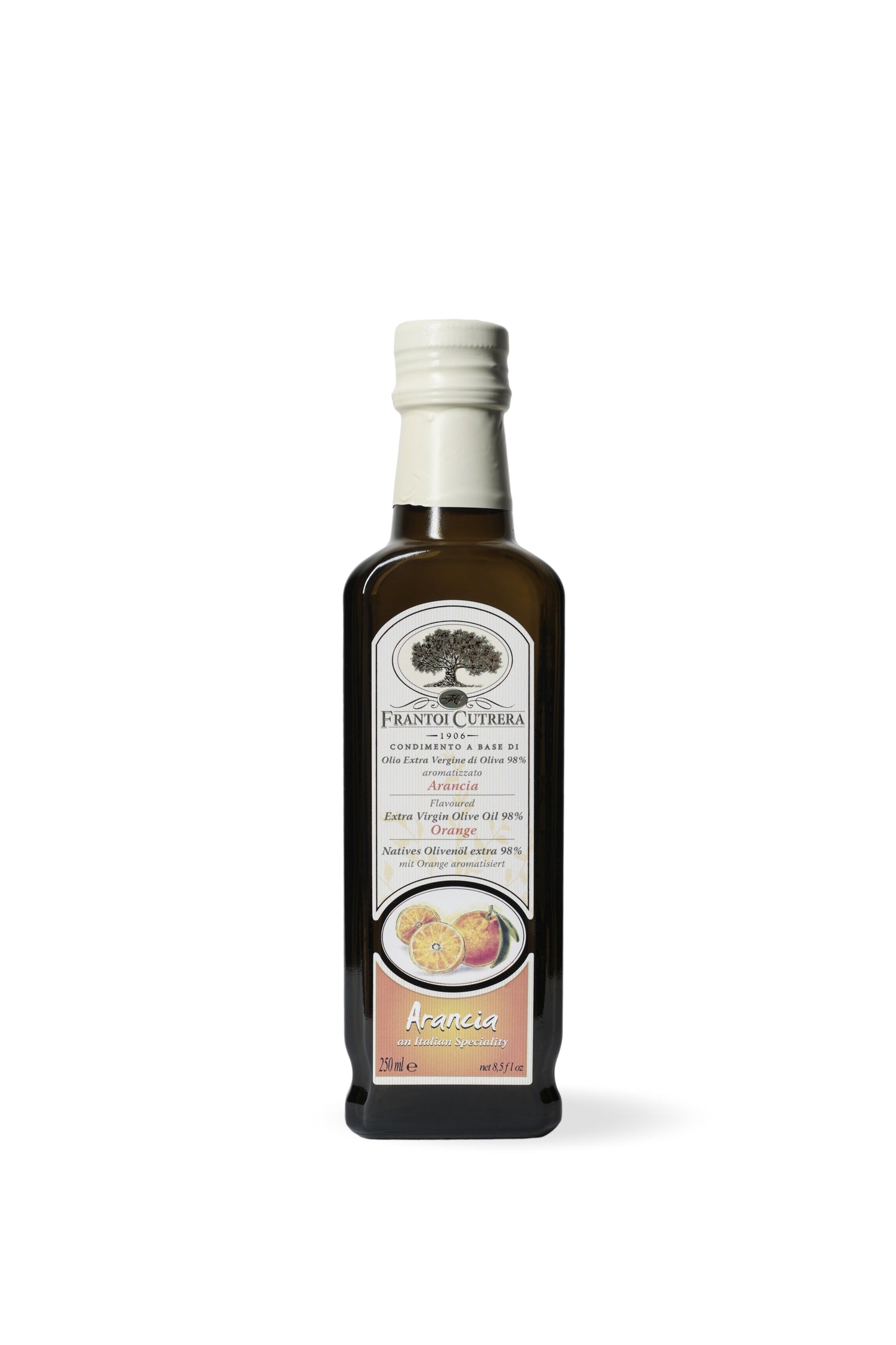 Condimento a base di olio extra vergine di oliva 98% aromatizzato all'arancia