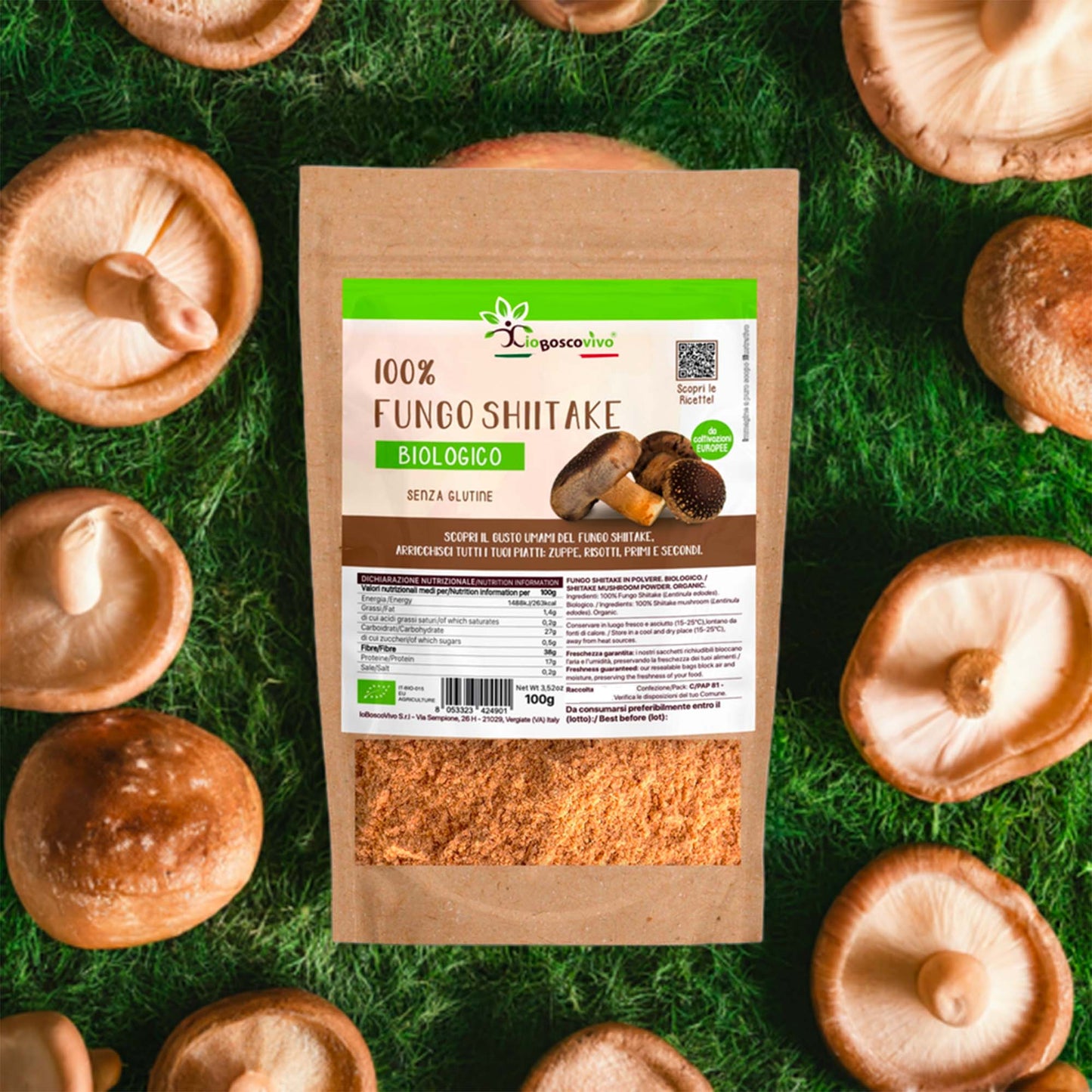 100% Fungo Shiitake in polvere BIO - 100g
