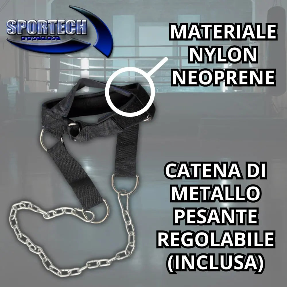 Cintura palestra allenamento collo imbracatura testa - Head Harness con catena metallo