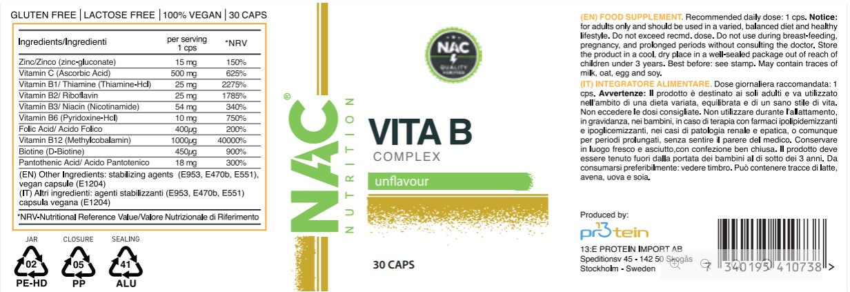 NAC Nutrition B-Complex + Vit C e Zinco 30 compresse