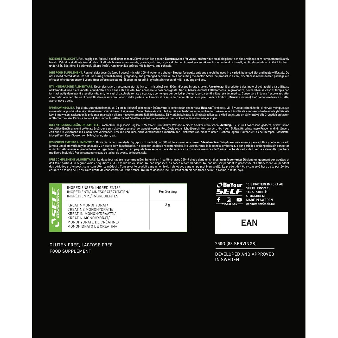 Self Omninutrition Creatina Monoidrato Micronizzata 500 grammi