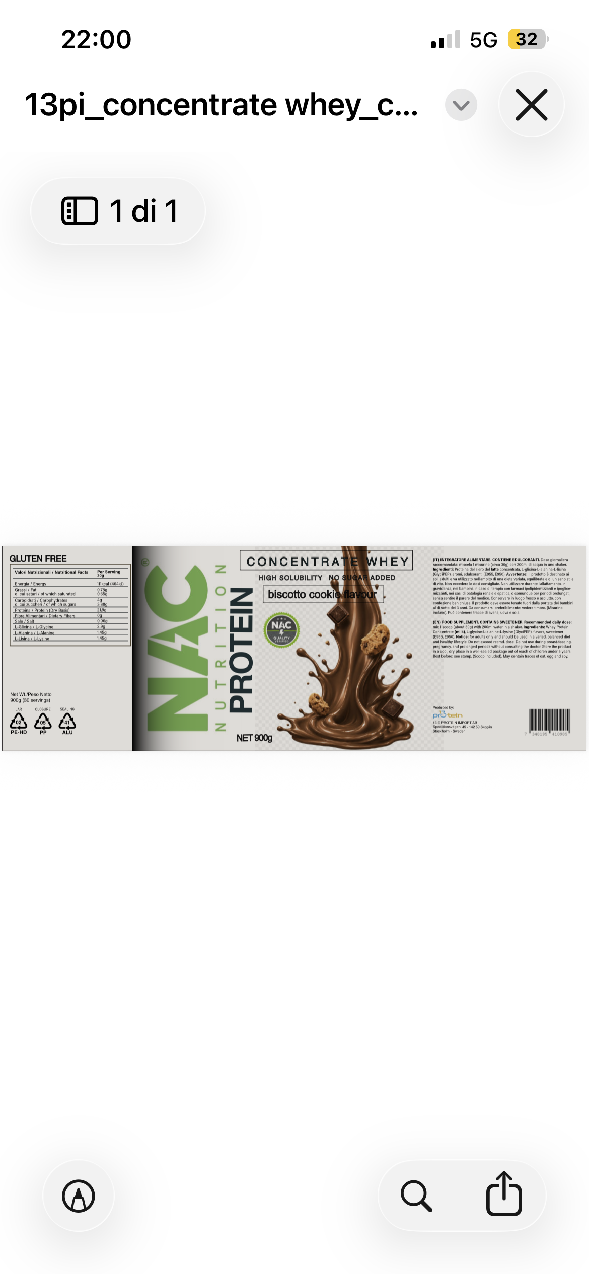NAC Nutrition Isolate Whey Protein 900 grammi + Shaker Omaggio