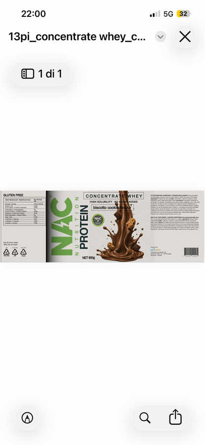 NAC Nutrition Isolate Whey Protein 900 grammi + Shaker Omaggio