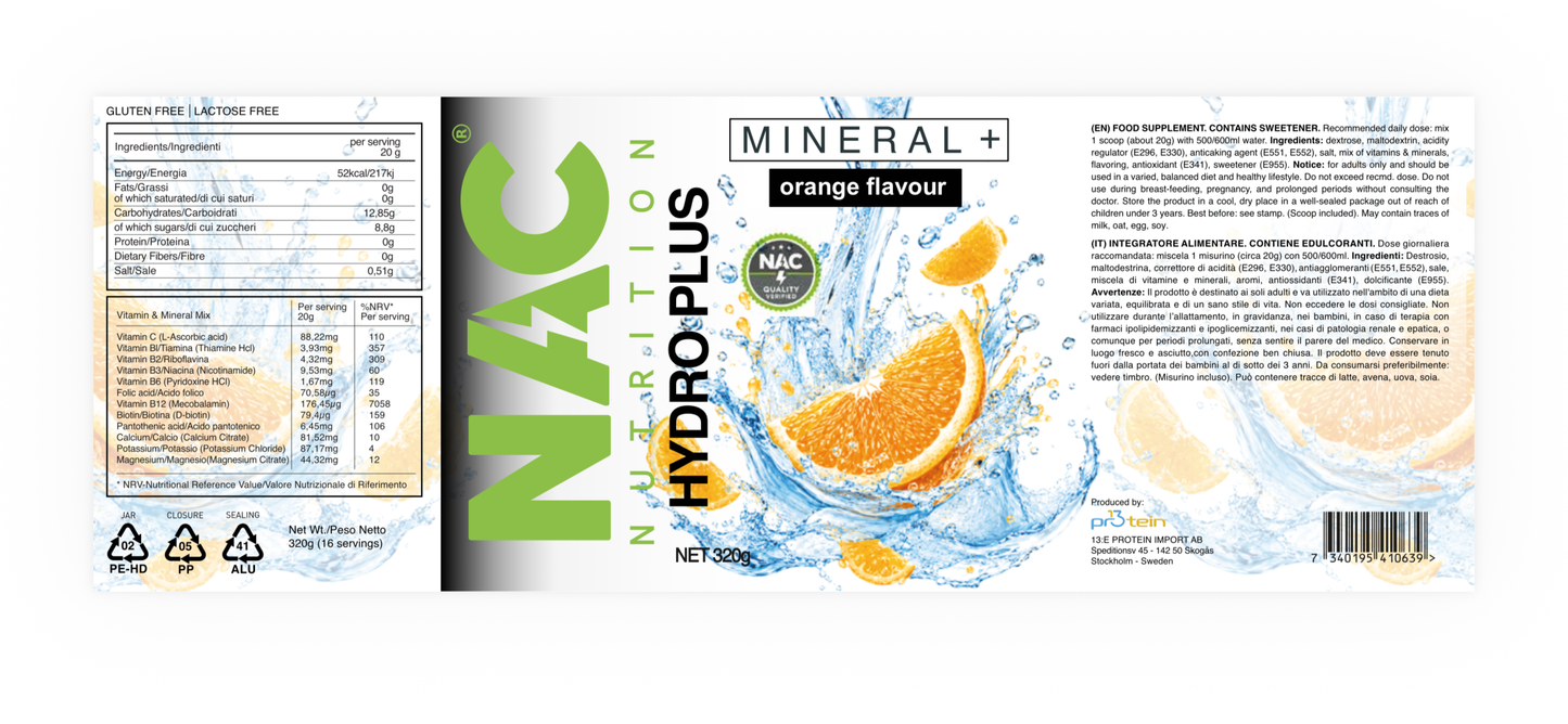 NAC Nutrition Mineral Hydro Plus Integratore Idrosalino 320 grammi