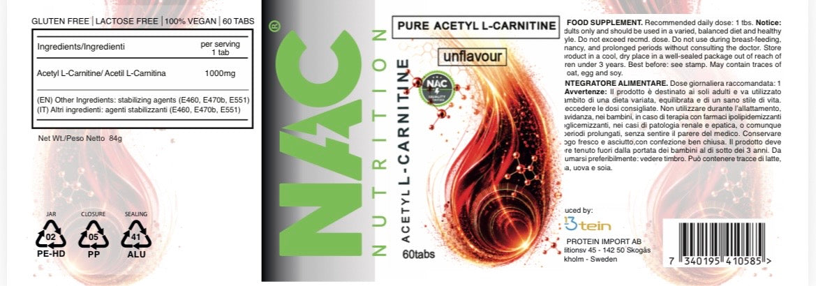 NAC Nutrition ALC Acetyl L Carnitina 1000 60 compresse