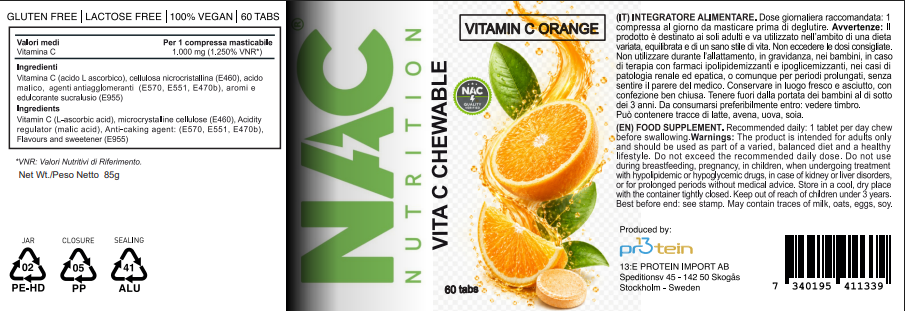 NAC Nutrition Vitamina C Masticabile - Gusto Arancia (60 cpr)