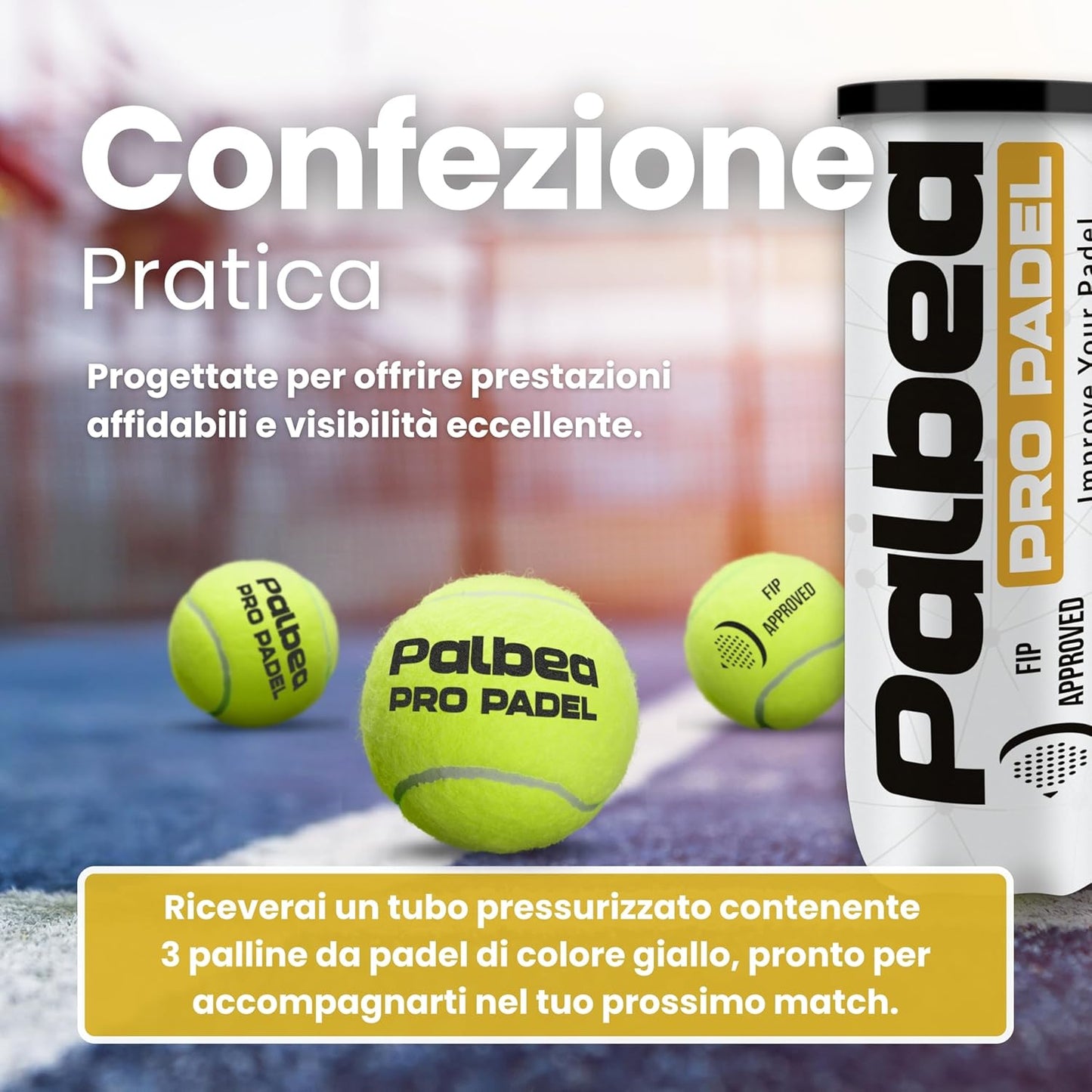 Palline Padel Approvate FIP - Palbea Pro Padel