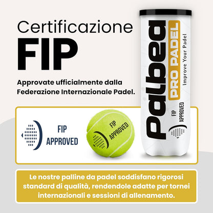 Palline Padel Approvate FIP - Palbea Pro Padel