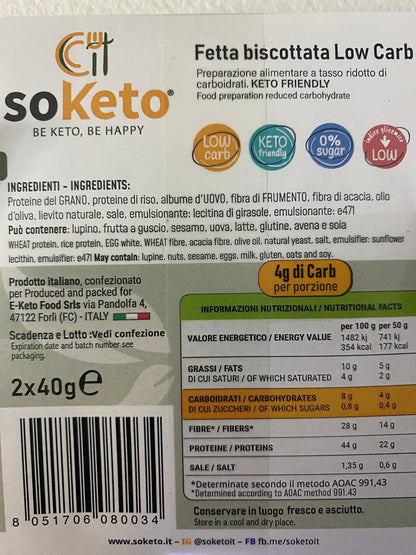 Fette Biscottate Keto Low Carb 0% di zuccheri