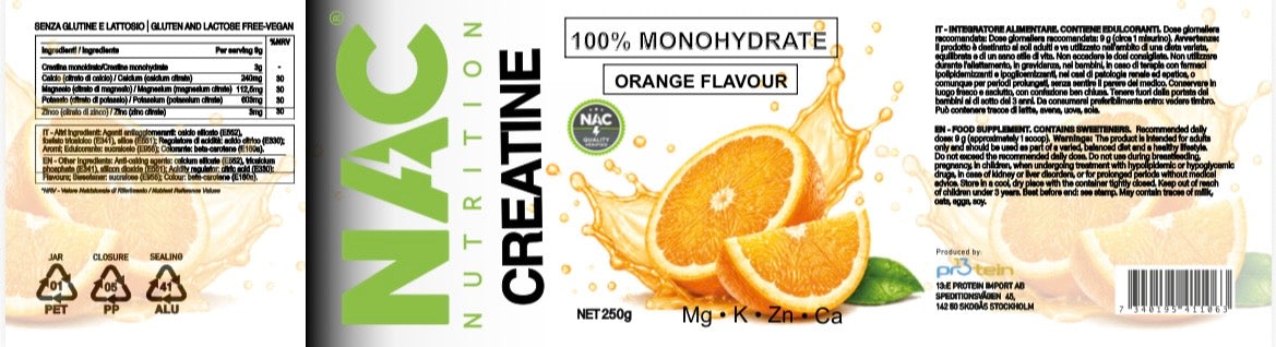 NAC Nutrition Creatina Monoidrato Aromatizzata 250 grammi