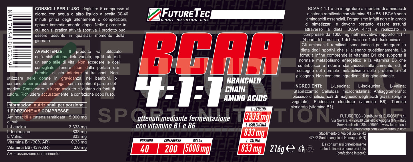 Future Tec - BCAA  4.:1:1 - 200 Compresse