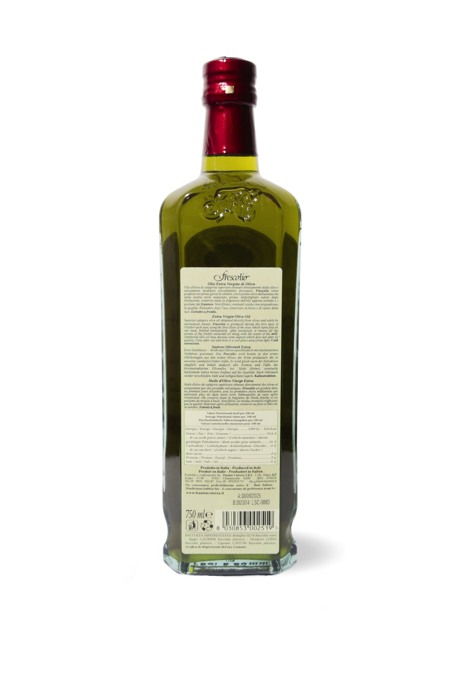 Frescolio - Olio Novello Extravergine di Oliva non filtrato Frantoi Cutrera Bottiglia Singola
