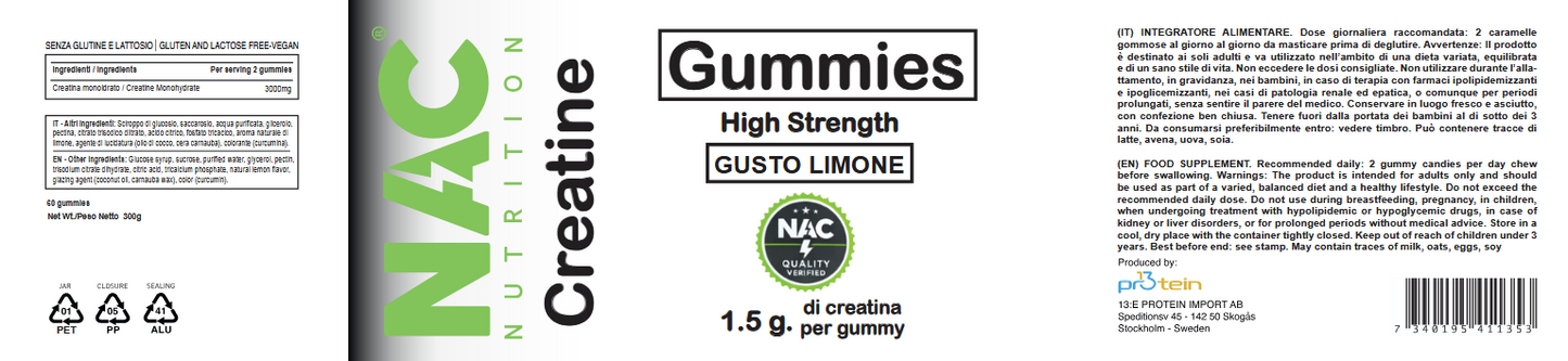 NAC Nutrition Creatina Gummies 1.5 grammi per caramella