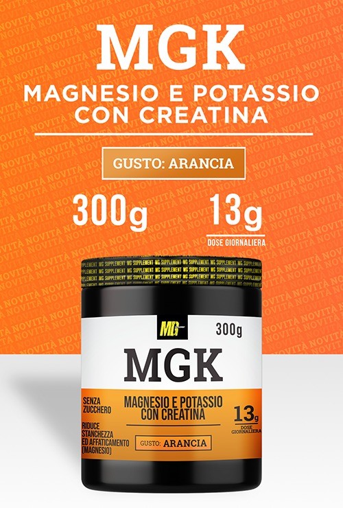 MG Food - Mgk - Magnesio Potassio Con Creatina - 300 grammi - Gusto: Arancia
