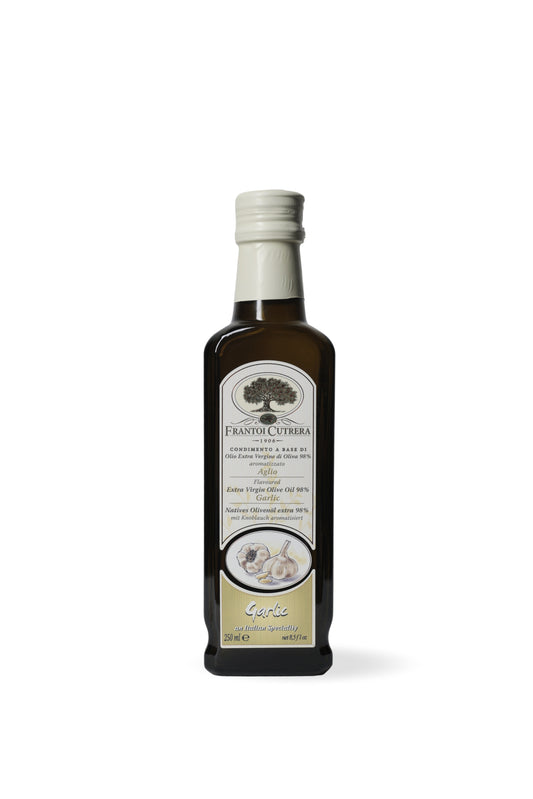 Condimento a base di olio extra vergine di oliva 98% aromatizzato all'aglio