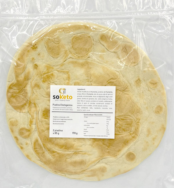 Piadina Low Carb Proteica 11g Proteine SOLO 6.8g Carbo per Piadina - Piada Keto 22.9g Fibre Olio Cocco - Per Wrap e Farciture Basso IG