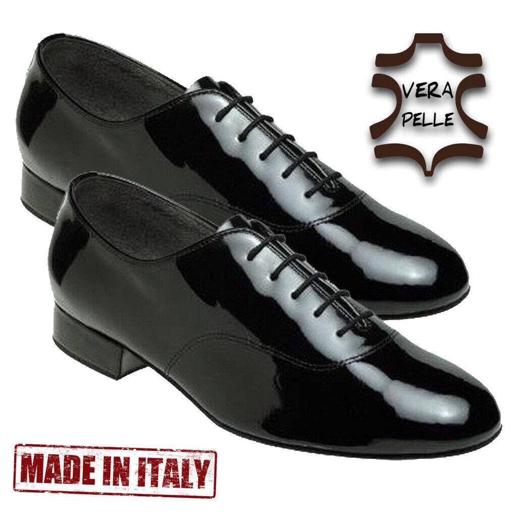 Scarpe Ballo Uomo Vernice Made in Italy Danza Liscio Latino Standard Oxford