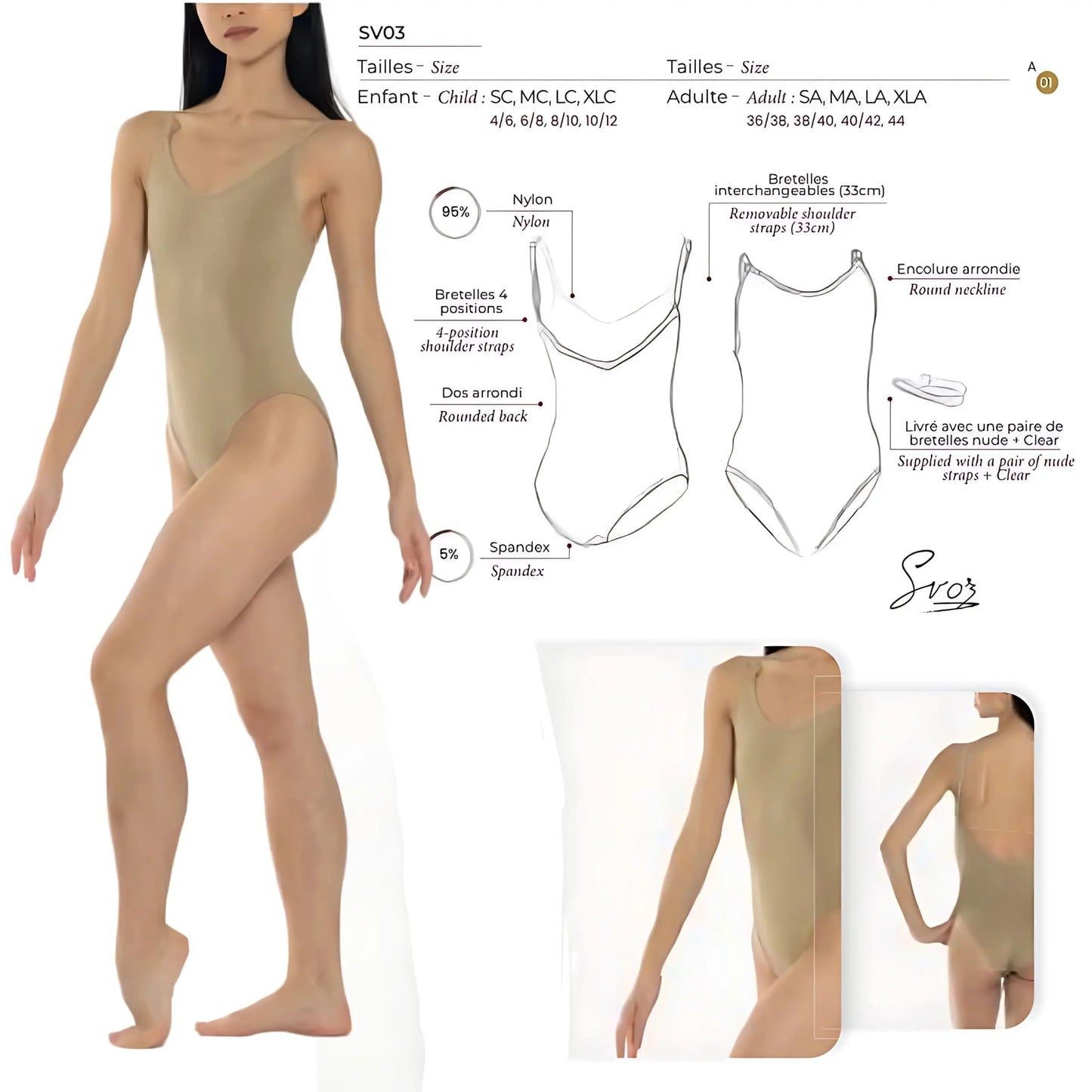 Sottobody Danza Classica - Body intimo donna nude carne Ballerina Ballo Saggio